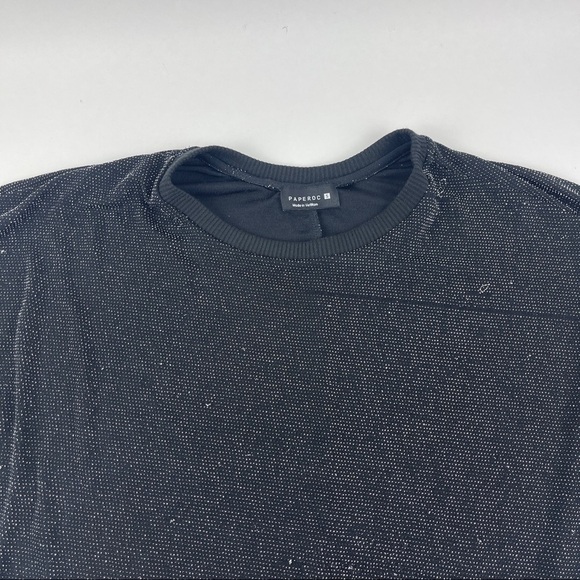 Paperoc Tshirt Womens Small Black Silver Dot Accents - Picture 3 of 8